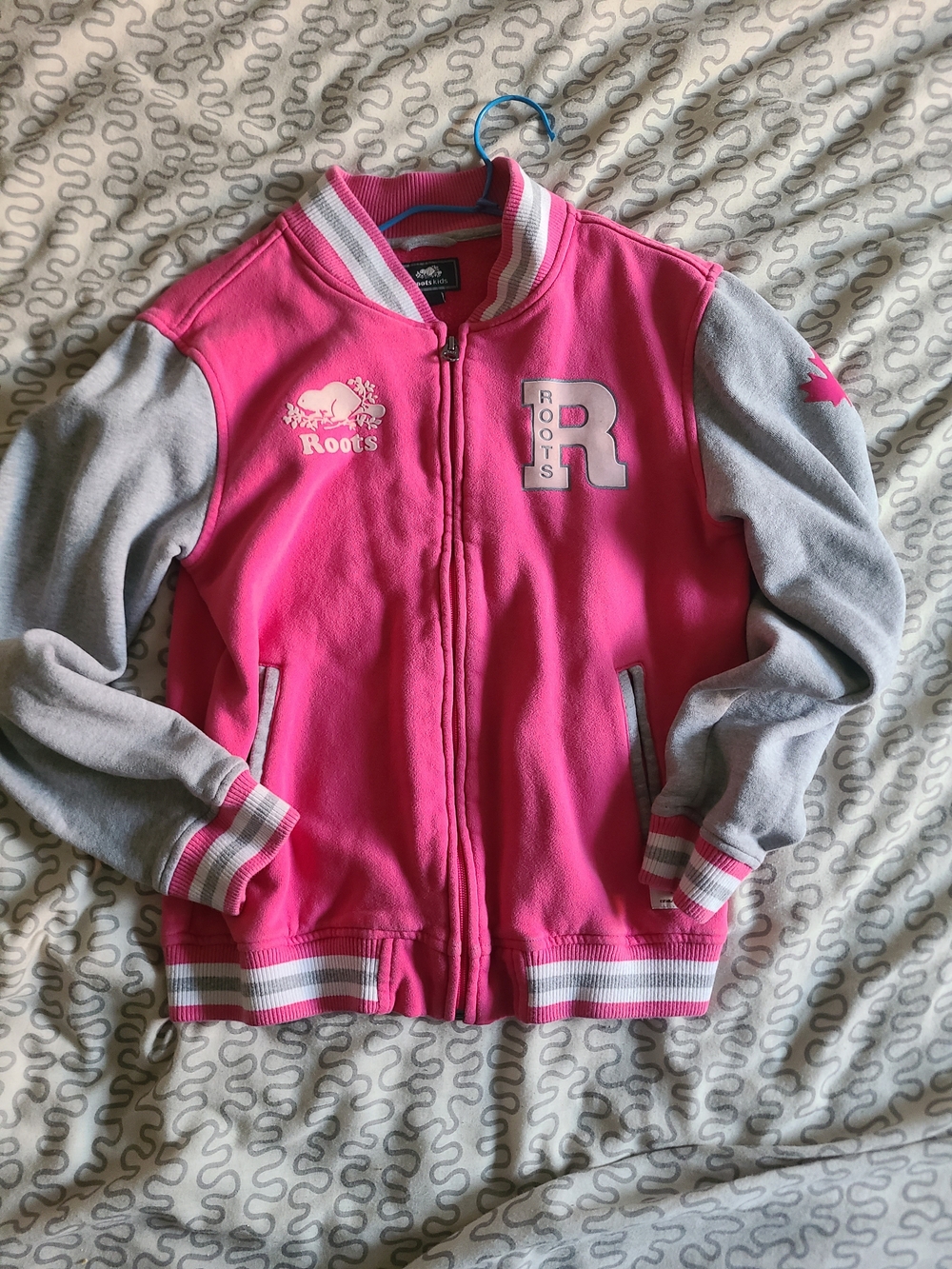 Roots Kids Pink & Grey Varsity Jacket XXL 13-14 Years